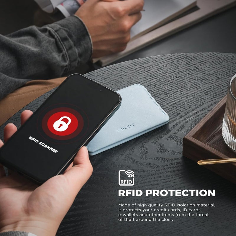 VULKIT حامل بطاقات رفيع بسيط مع حماية RFID من الجلد، محفظة بطاقات ائتمان لجيب أمامي مع إغلاق مغناطيسي - Image 5